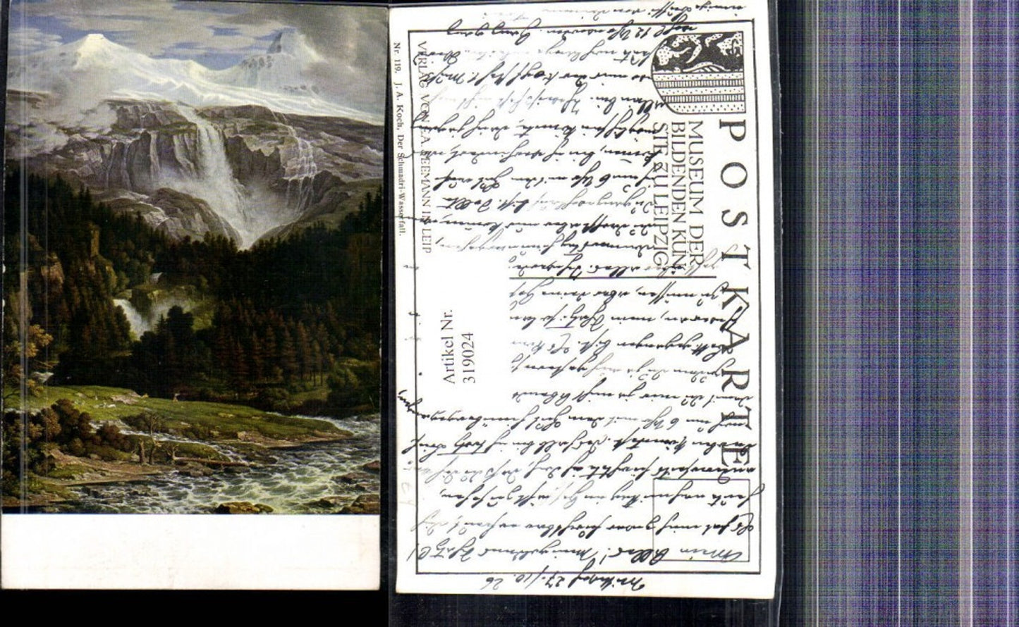 319024,Künstler Ak J. A. Koch Der Schmadri Wasserfall