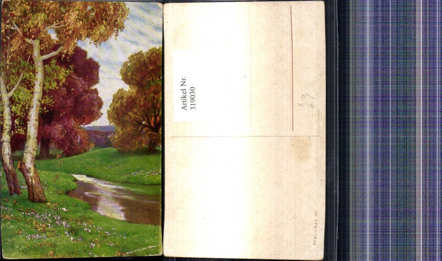 319030, Artist Ak Birch Trees River Landscape