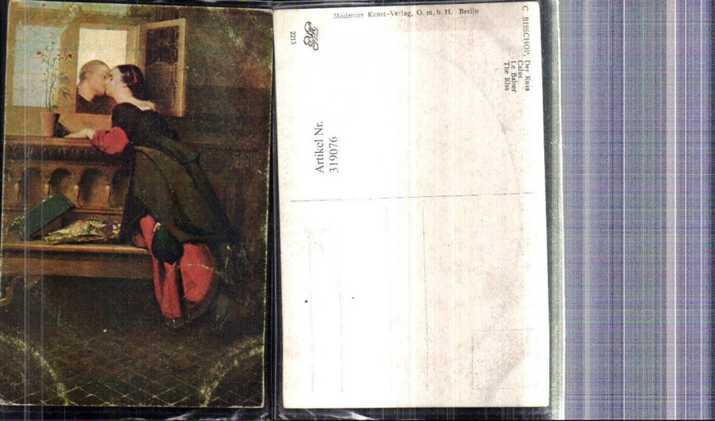 319076,Künstler Ak C. Bisschop Der Kuss Paar Liebe