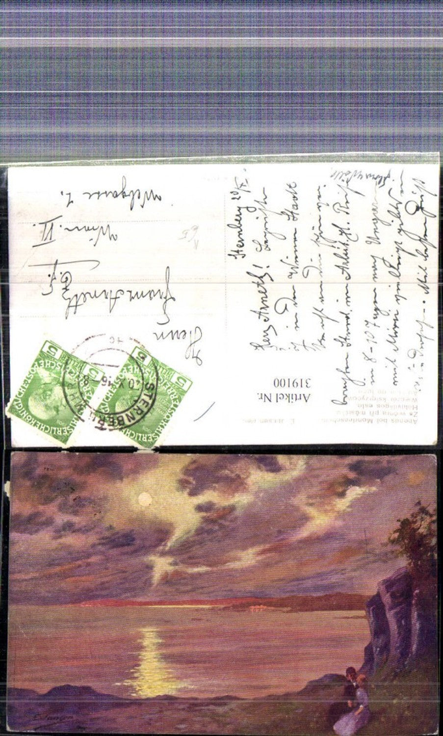 319100,Künstler Ak E. Jansen Abends bei Mondenschein