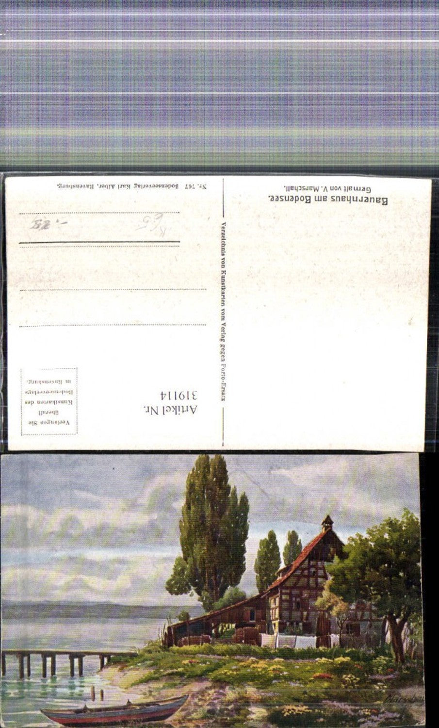 319114,Künstler Ak V. Marschall Bauernhaus am Bodensee Landschaft