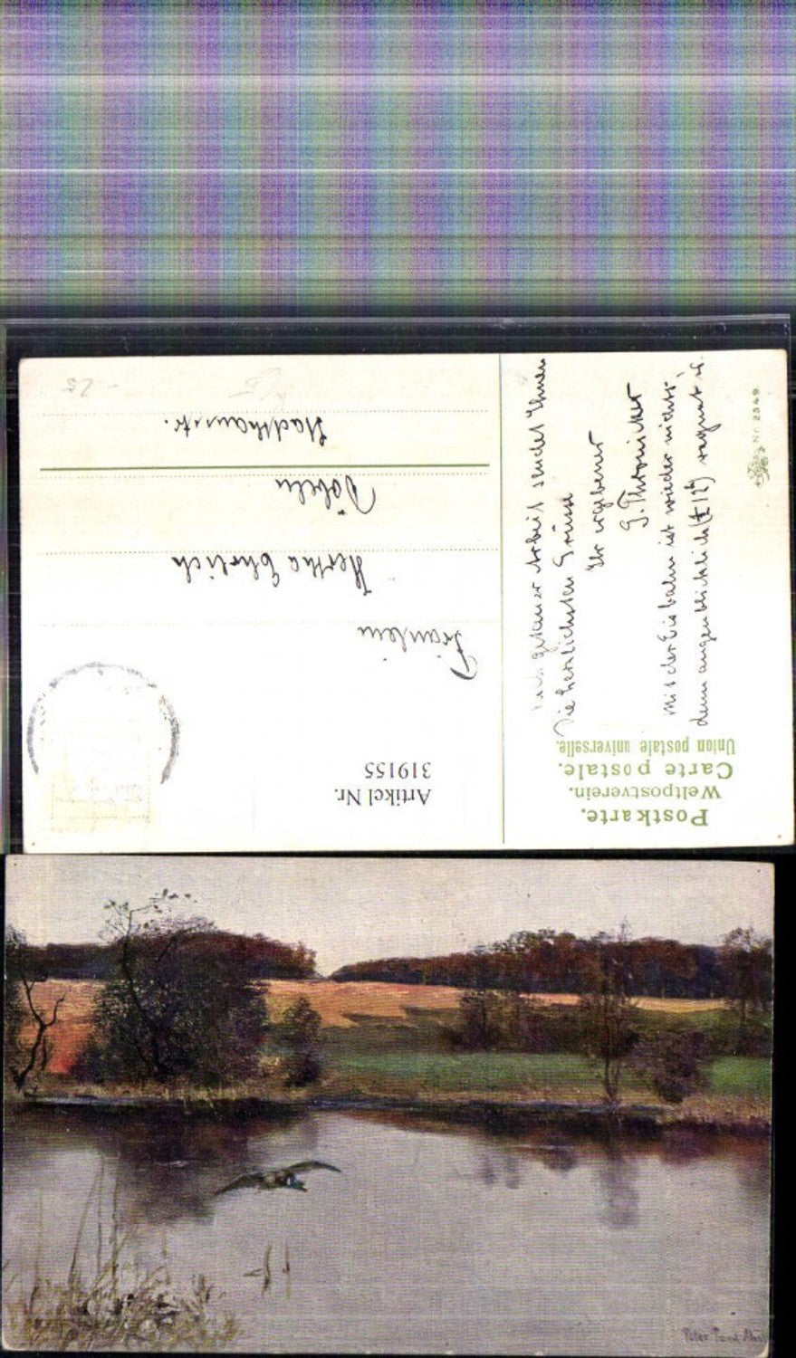 319155,Künstler Ak Peter Paul Müller Ente See Landschaft