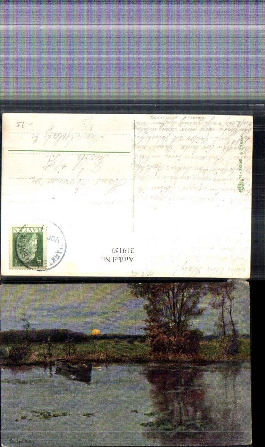319157,Künstler Ak Peter Paul Müller Ruderboot Boot Stimmungsbild