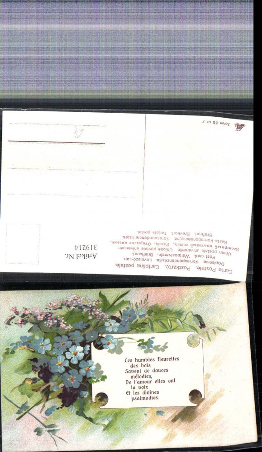 319214,Künstler Ak Blumen Vergissmeinnicht Text Papier Blatt