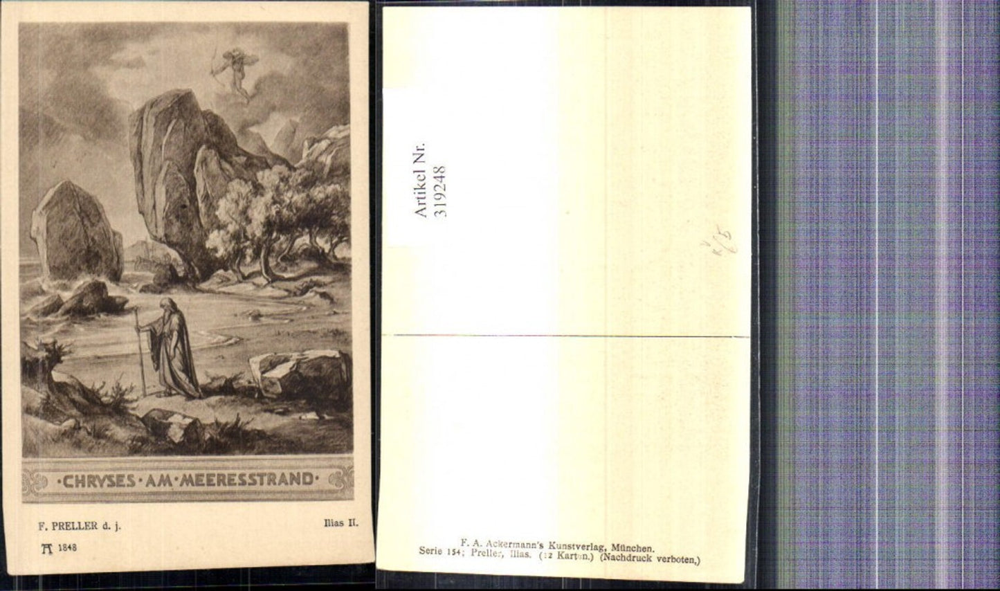 319248,Künstler Ak F. Preller Ilias II Chryses am Meeresstrand pub F. A. Ackermann 1848