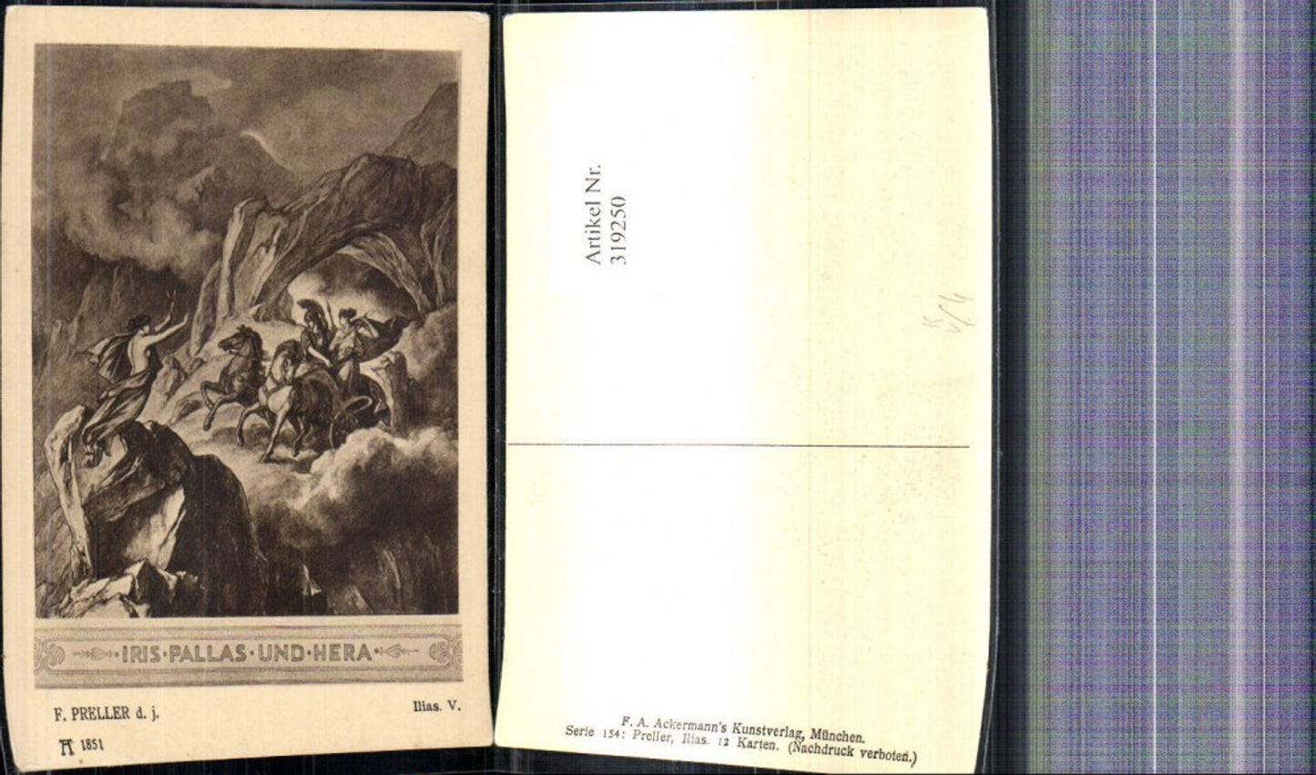 319250,Künstler Ak F. Preller Ilias V Iris Pallas und Hera pub F. A. Ackermann 1851