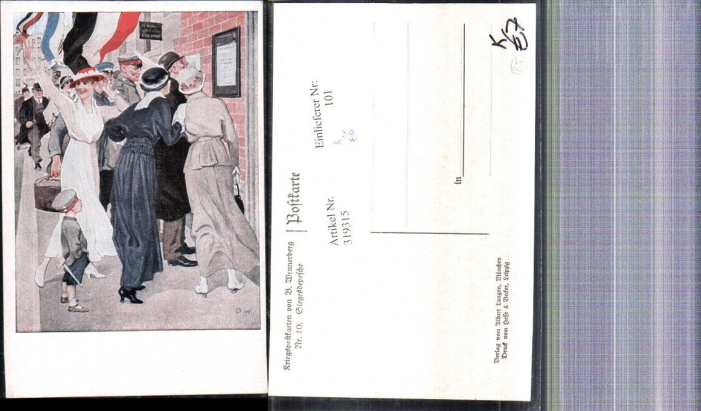 319315,Künstler Ak Brynolf Wennerberg Kriegspostkarte 10 Siegesdepesche