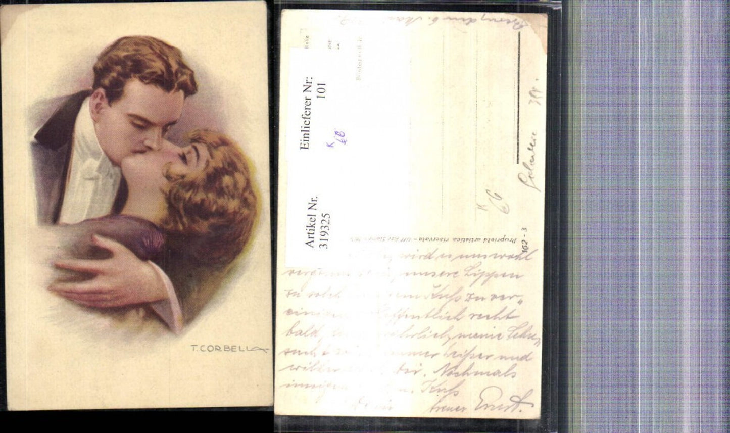 319325,Künstler Ak T. Corbella Paar Kuss Liebe