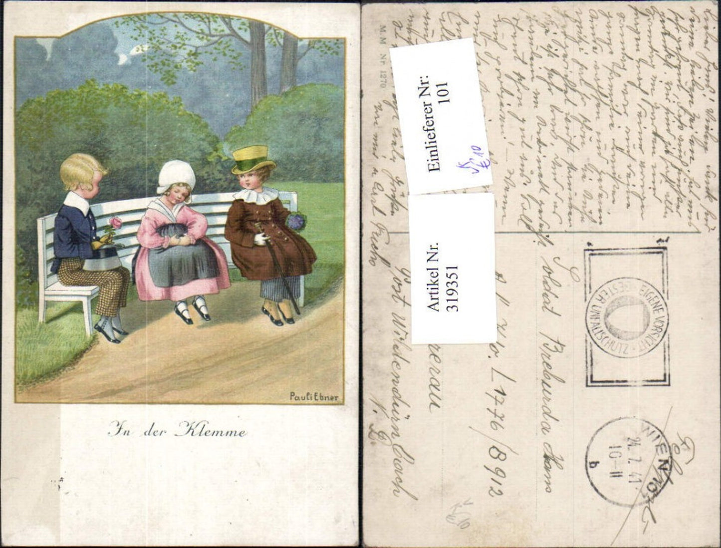 319351, Artist Ak Pauli Ebner Children a. Bank In der Klemme pub M. Munk 1270