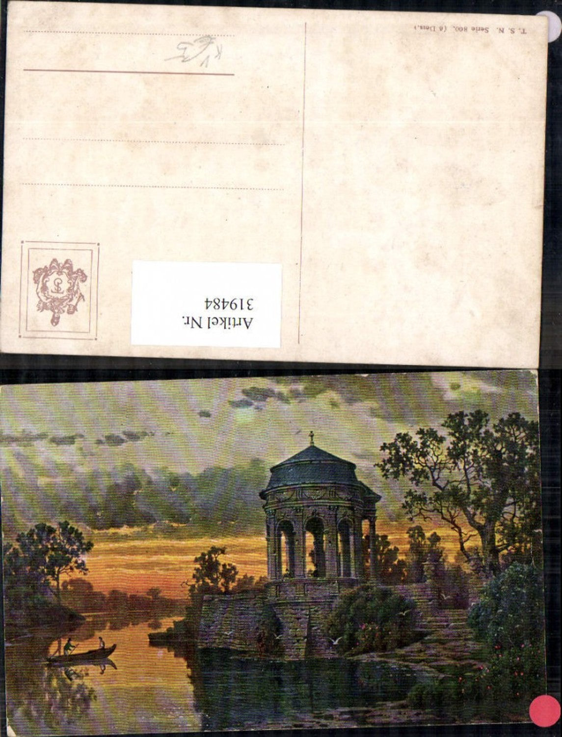 319484,Theo Stroefer 800 Tempel Landschaft Ruderboot Stimmungsbild