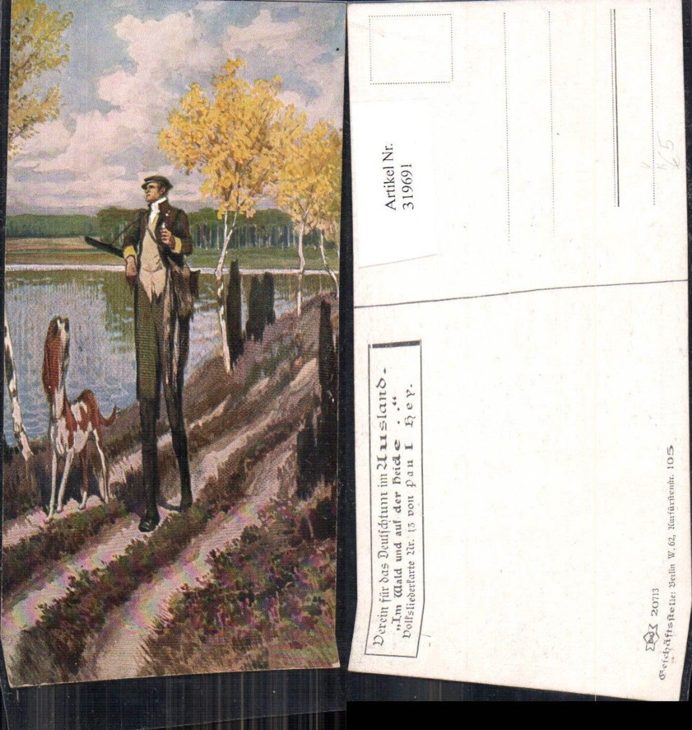 319691,Künstler Ak Paul Hey Volksliederkarte 13 Im Wald u. auf d. Heide VDA