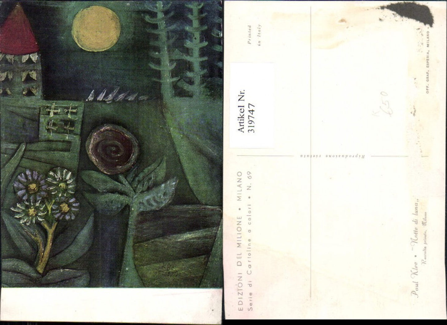 319747,Künstler Ak Paul Klee Notte di luna Mond Blumen