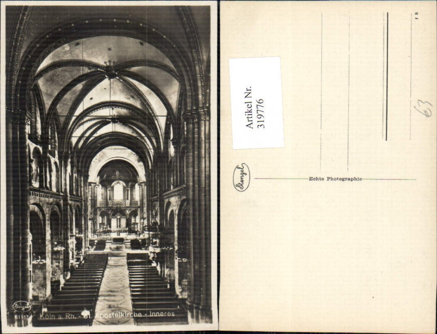 319776,Foto Ak Köln a. Rhein St Apostelkirche Kirche Inneres