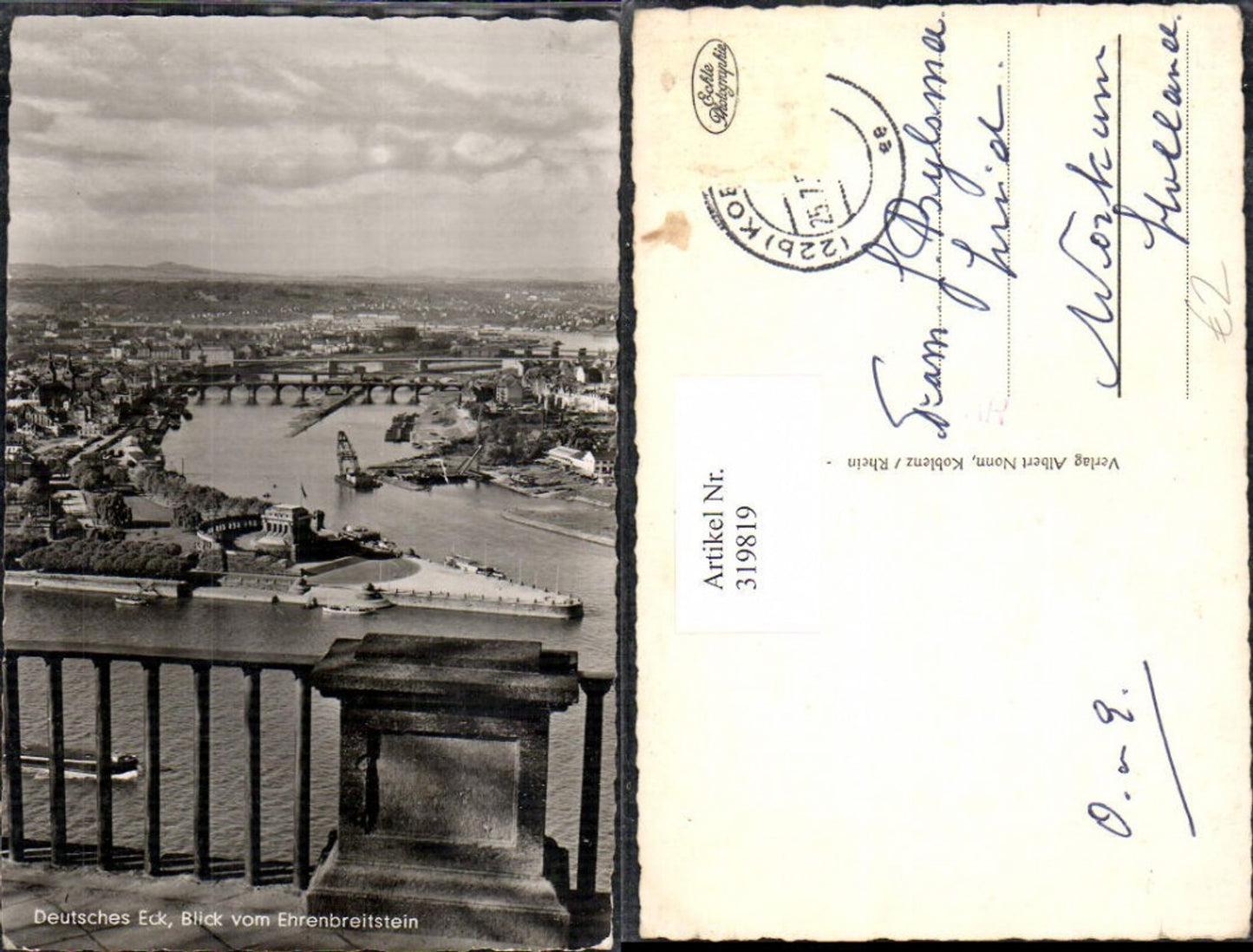 319819,Foto Ak Deutsches Eck Blick v. Ehrenbreitstein Koblenz