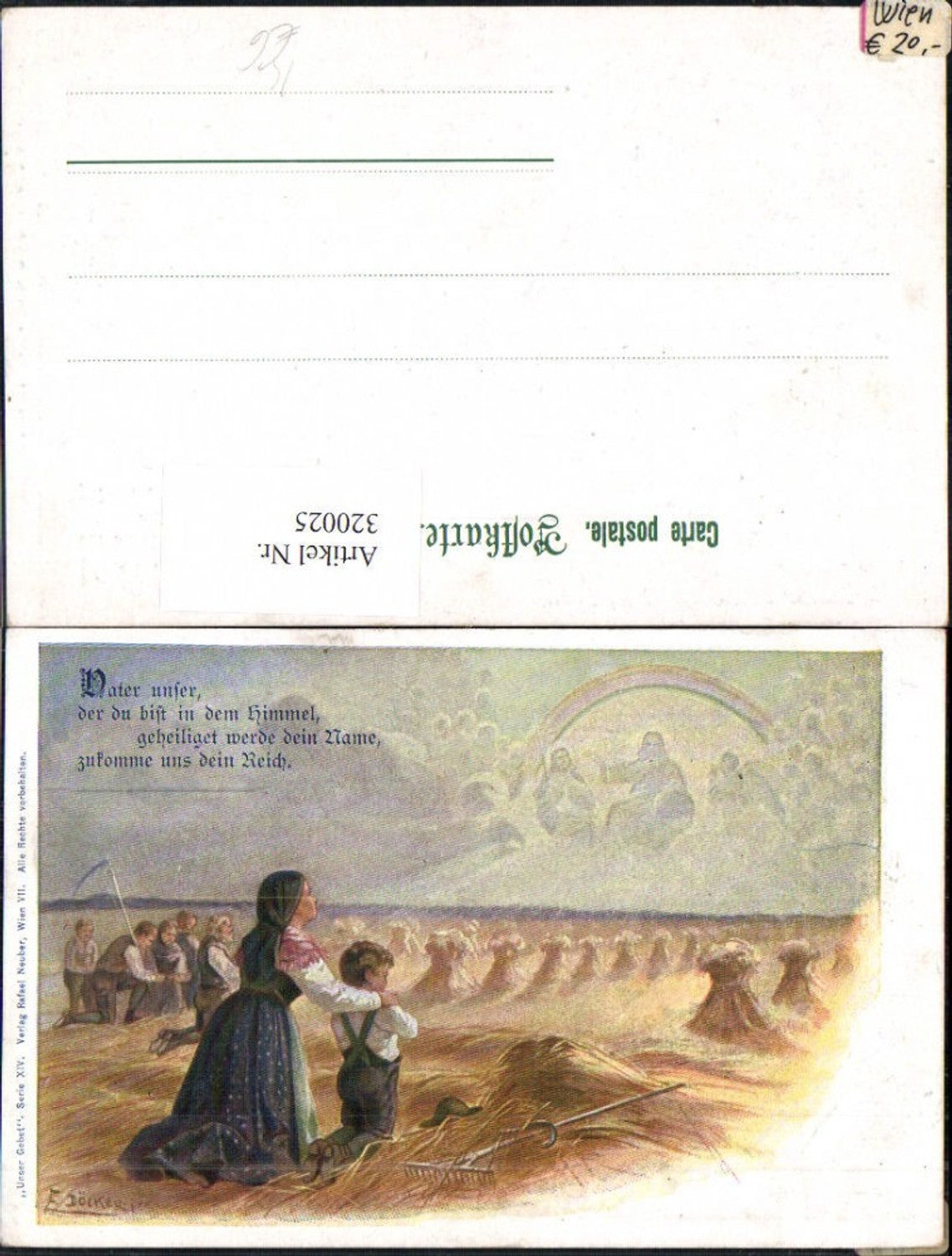 320025,Künstler Ak E. Döcker Unser Gebet Serie XIV Bauern a. Feld Landwirtschaft