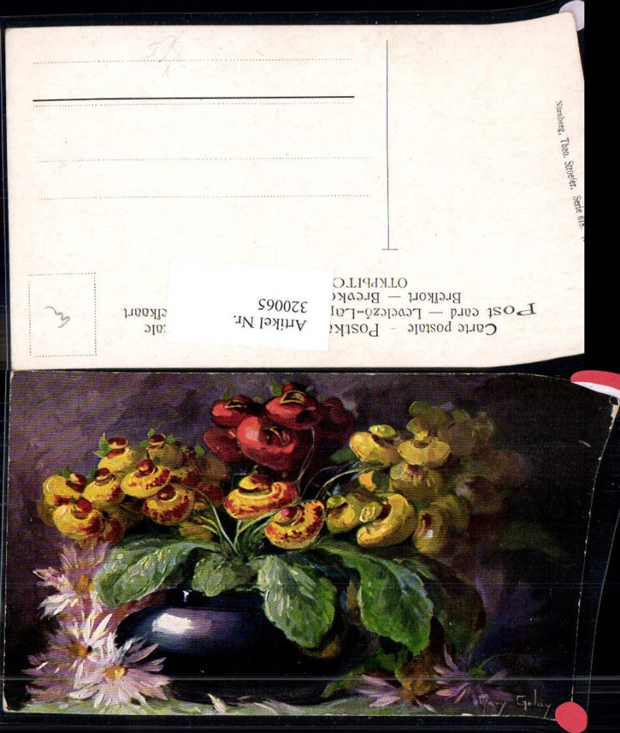 320065,Künstler Ak Mary Golay Stillleben Blumen Vase pub Theo Stroefer 618