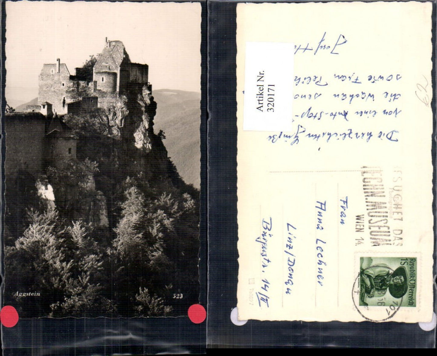 320171,Foto Ak Ruine Aggstein Burg b. Aggsbach Dorf