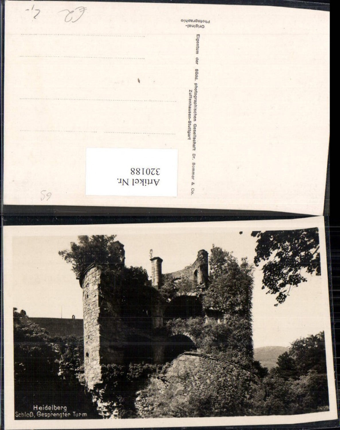 320188,Foto Ak Heidelberg Schloss Gesprengter Turm