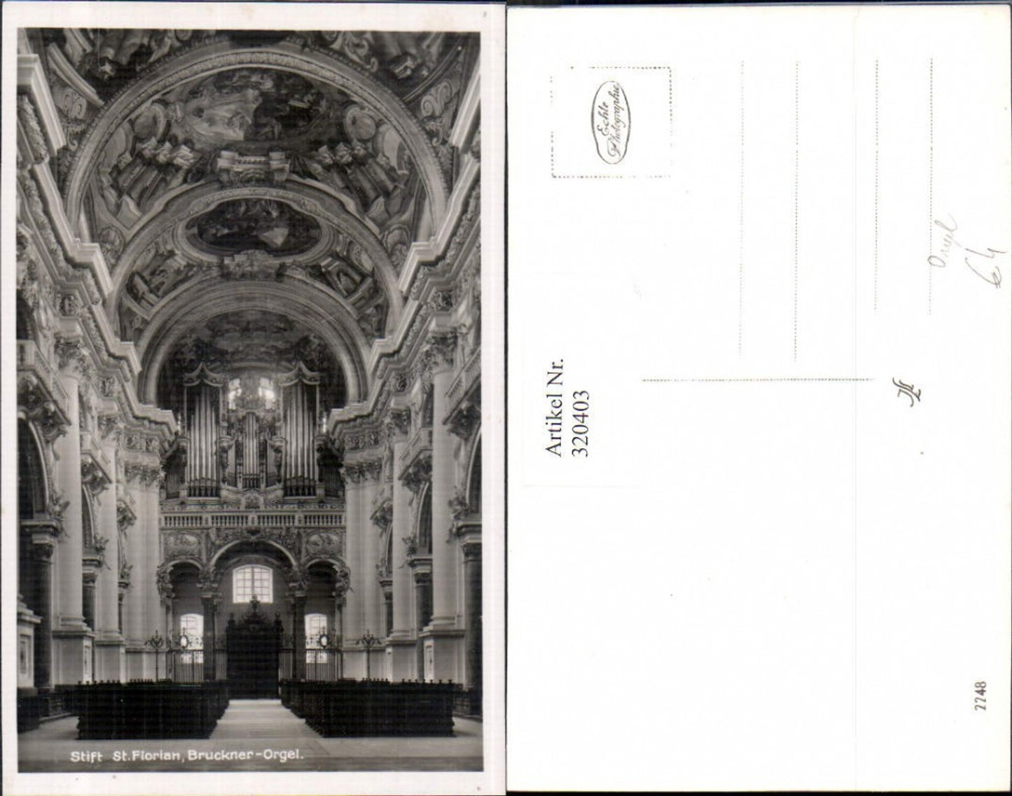 320403,Foto Ak Stift St Florian Bruckner Orgel Kirche Musik