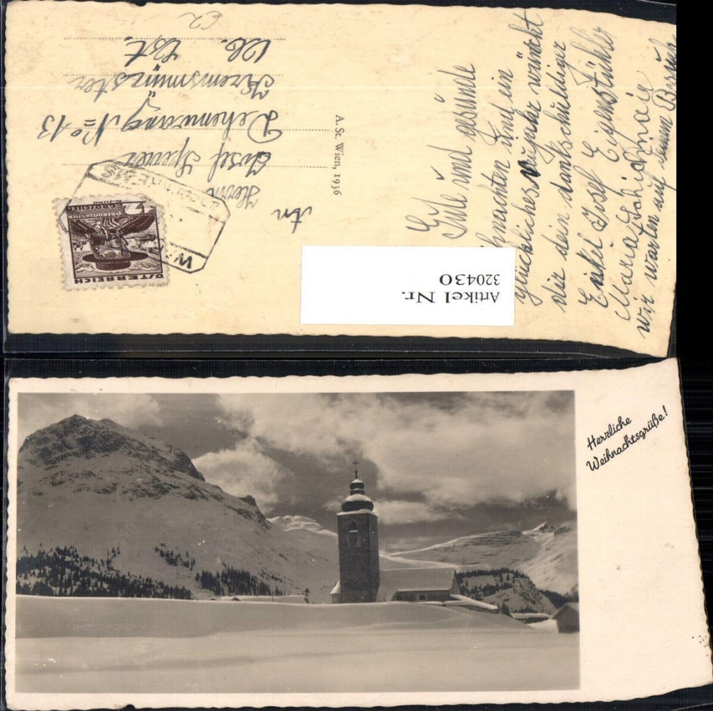 320430,Foto Ak Kirche Winteransicht Bergkulisse