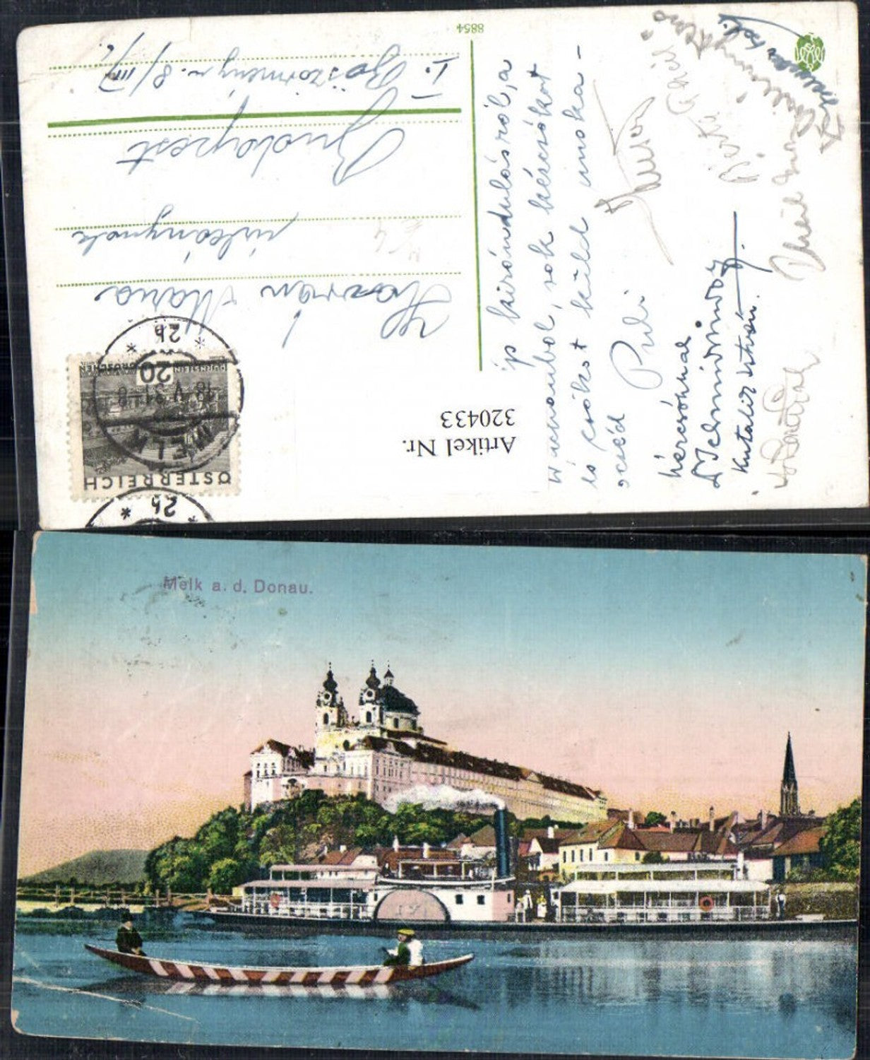 320433,Melk a. d. Donau Stift Kirche Schiff Dampfer Boot