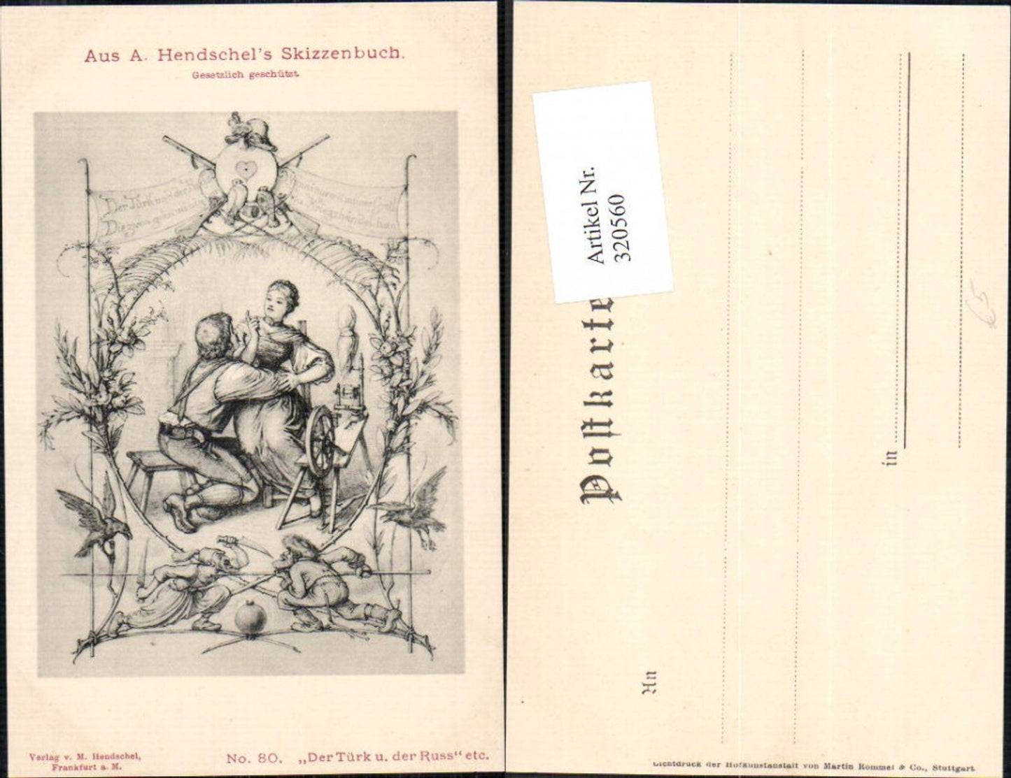 320560,Künstler Ak A. Hendschel 80 Der Türk u. d. Russ Spinnrad