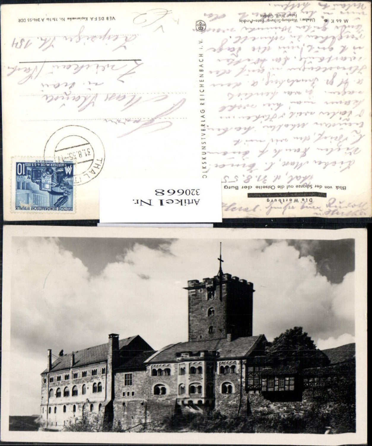 320668,Eisenach Wartburg Blick v. d. Schanze a. d. Ostseite d. Burg pub VEB