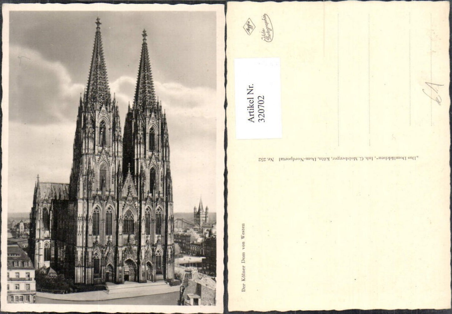320702,Foto Ak Köln Dom v. Westen
