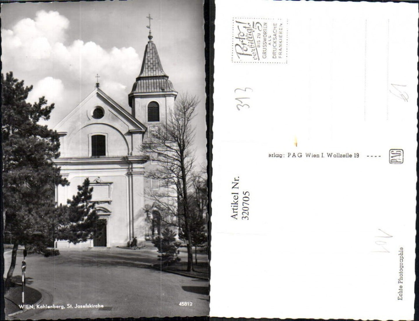 320705,Foto Ak Wien Kahlenberg St Josefskirche