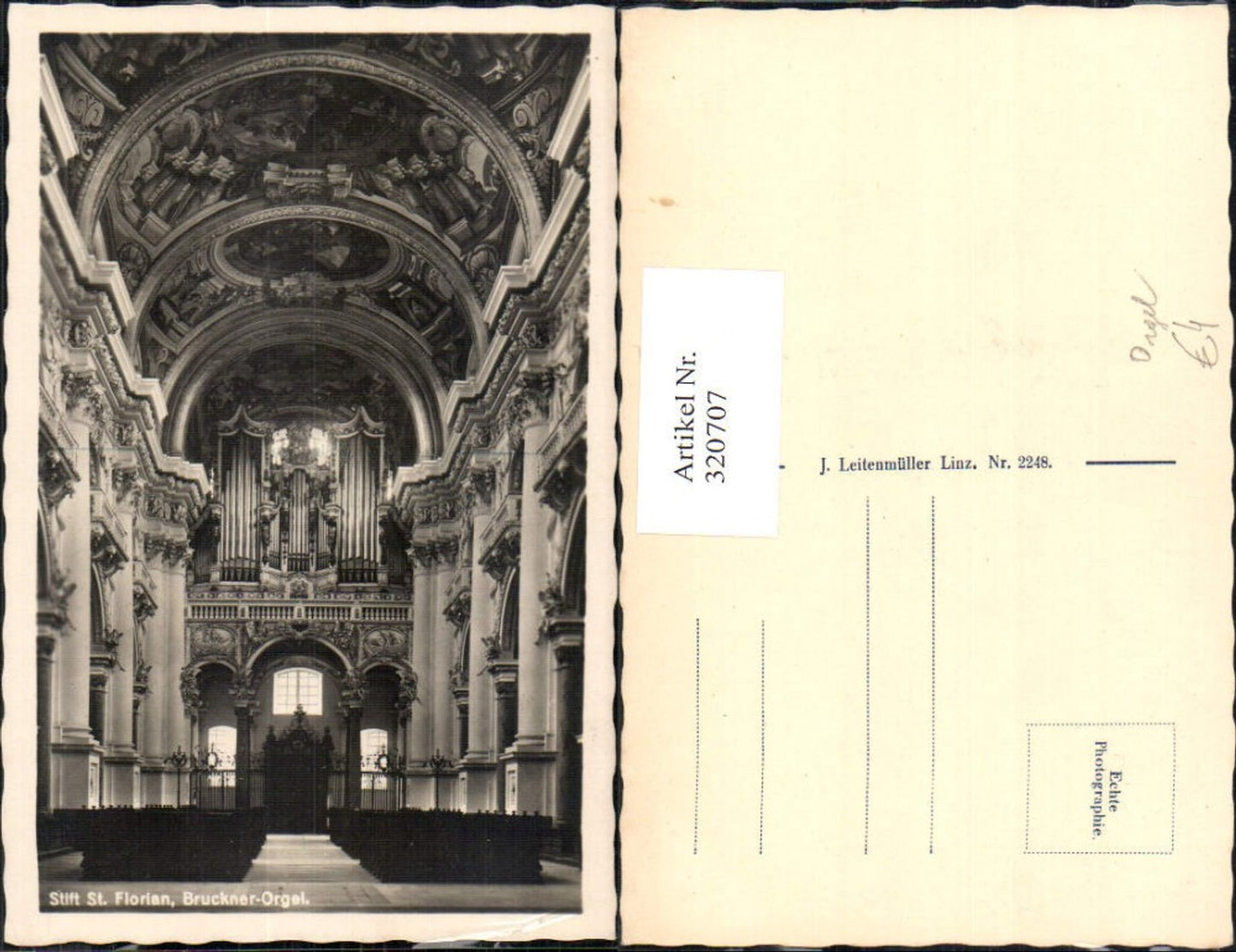 320707,Foto Ak Stift St Florian Bruckner Orgel Kirche Innenansicht