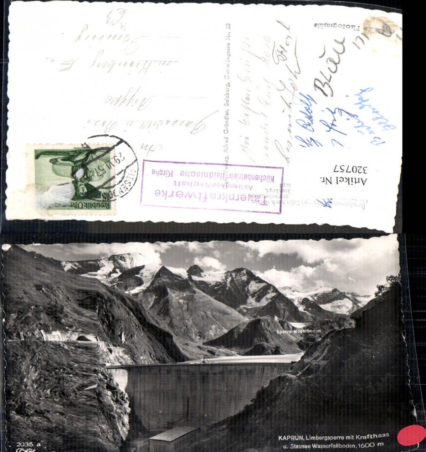 320757,Talsperre Kaprun Limbergsperre m. Krafthaus u. Staussee Wasserfallboden