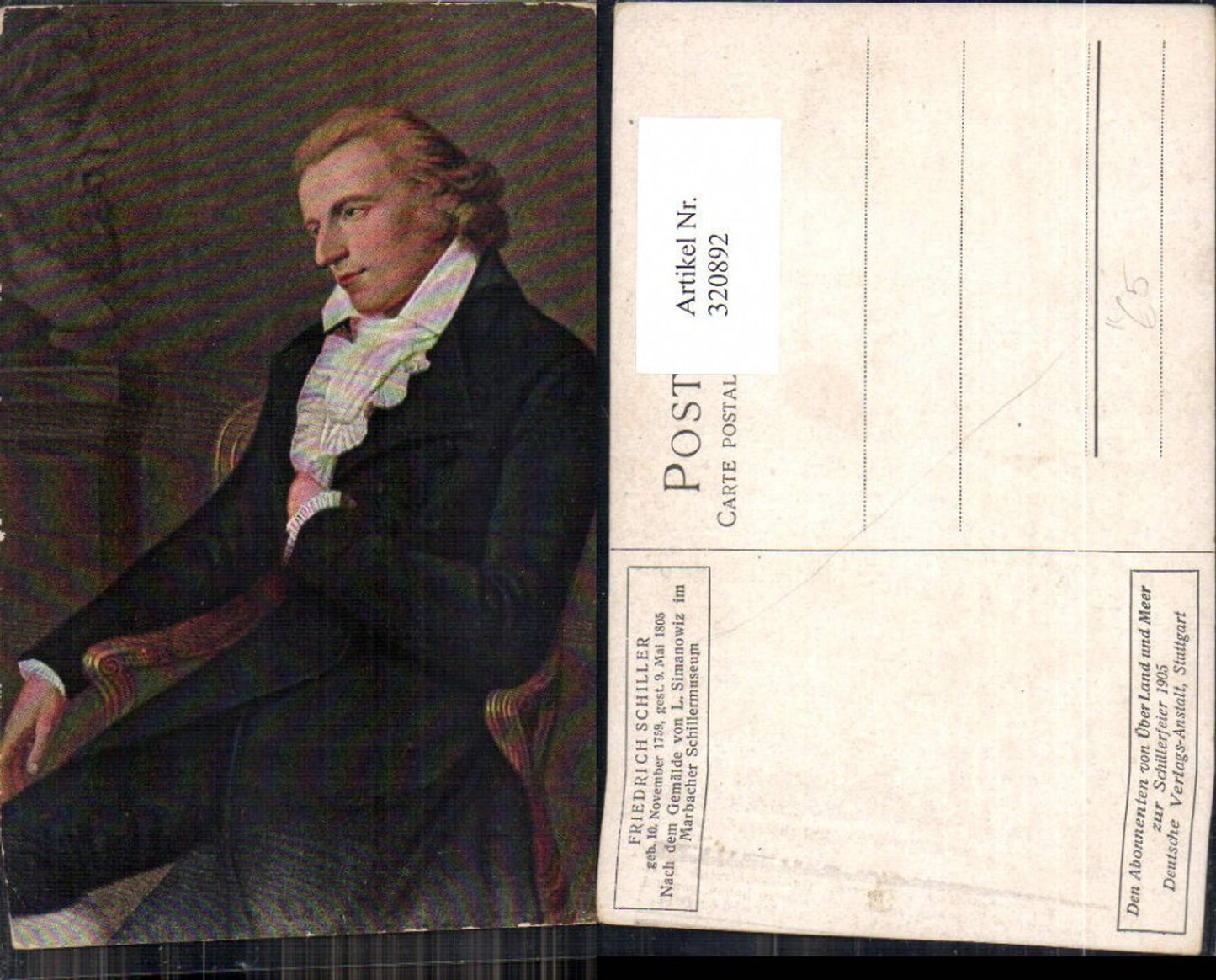 320892,Künstler Ak L. Simanowiz Friedrich Schiller Portrait Dichter Kunst