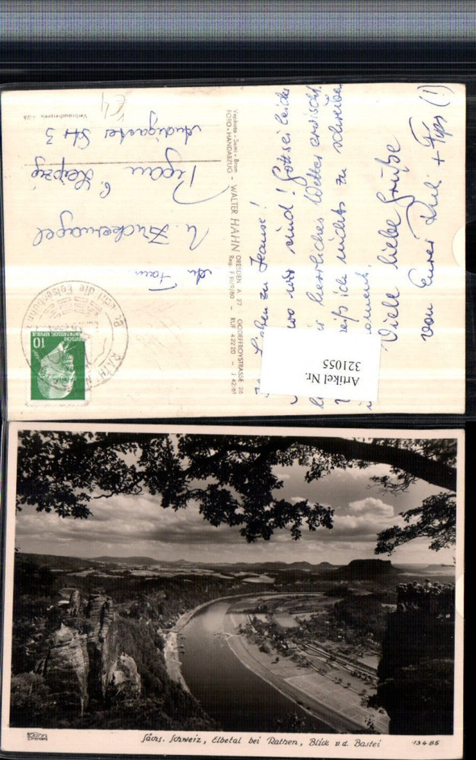 321055,Fotokunst Walter Hahn 13485 Sächsische Schweiz Elbetal b. Rathen Blick zur Bastei