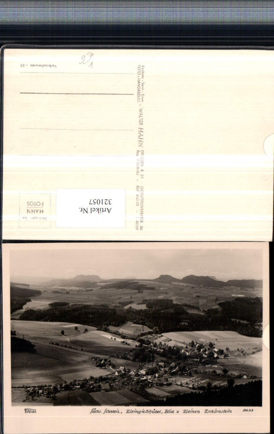 321057,Fotokunst Walter Hahn 8633 Sächsische Schweiz Kleingießhübel Totale v. Kleinen Zschirnstein