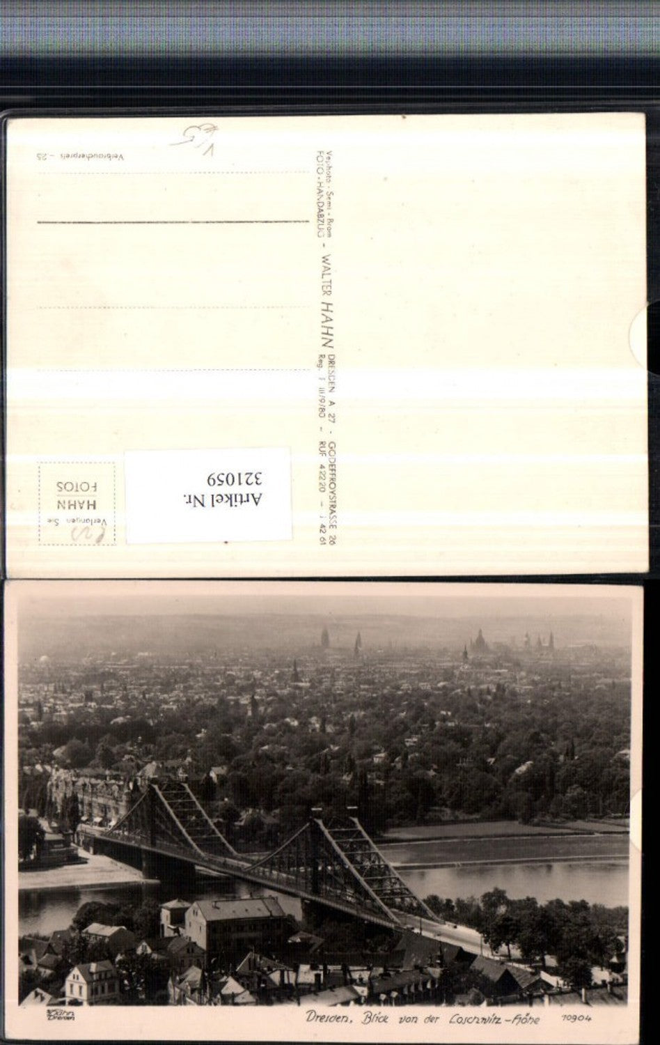 321059,Fotokunst Walter Hahn 10904 Dresden Totale von d. Loschwitz-Höhe Brücke