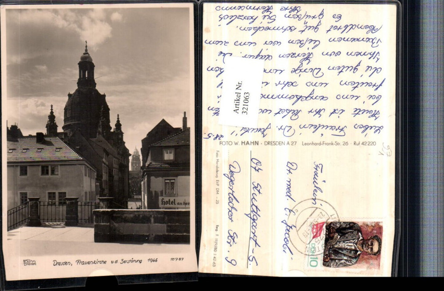 321063,Fotokunst Walter Hahn 10787 Dresden Frauenkirche vor der Zerstörung Hotel