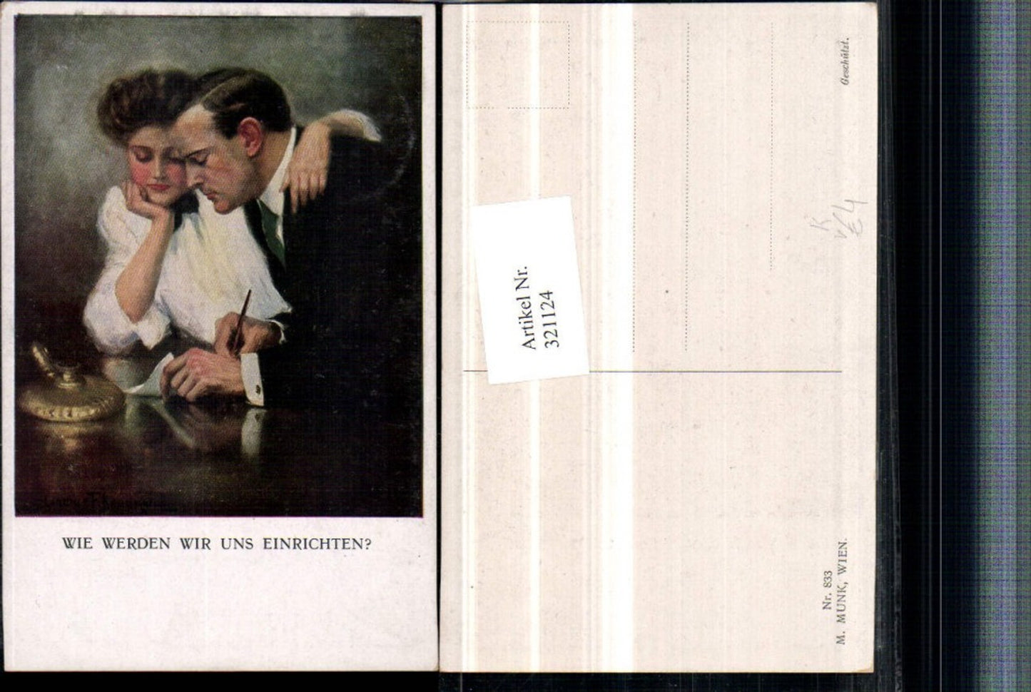 321124,M. Munk Vienne 833 Künstler Clarence F. Underwood Wie werden wir uns einrichten Paar