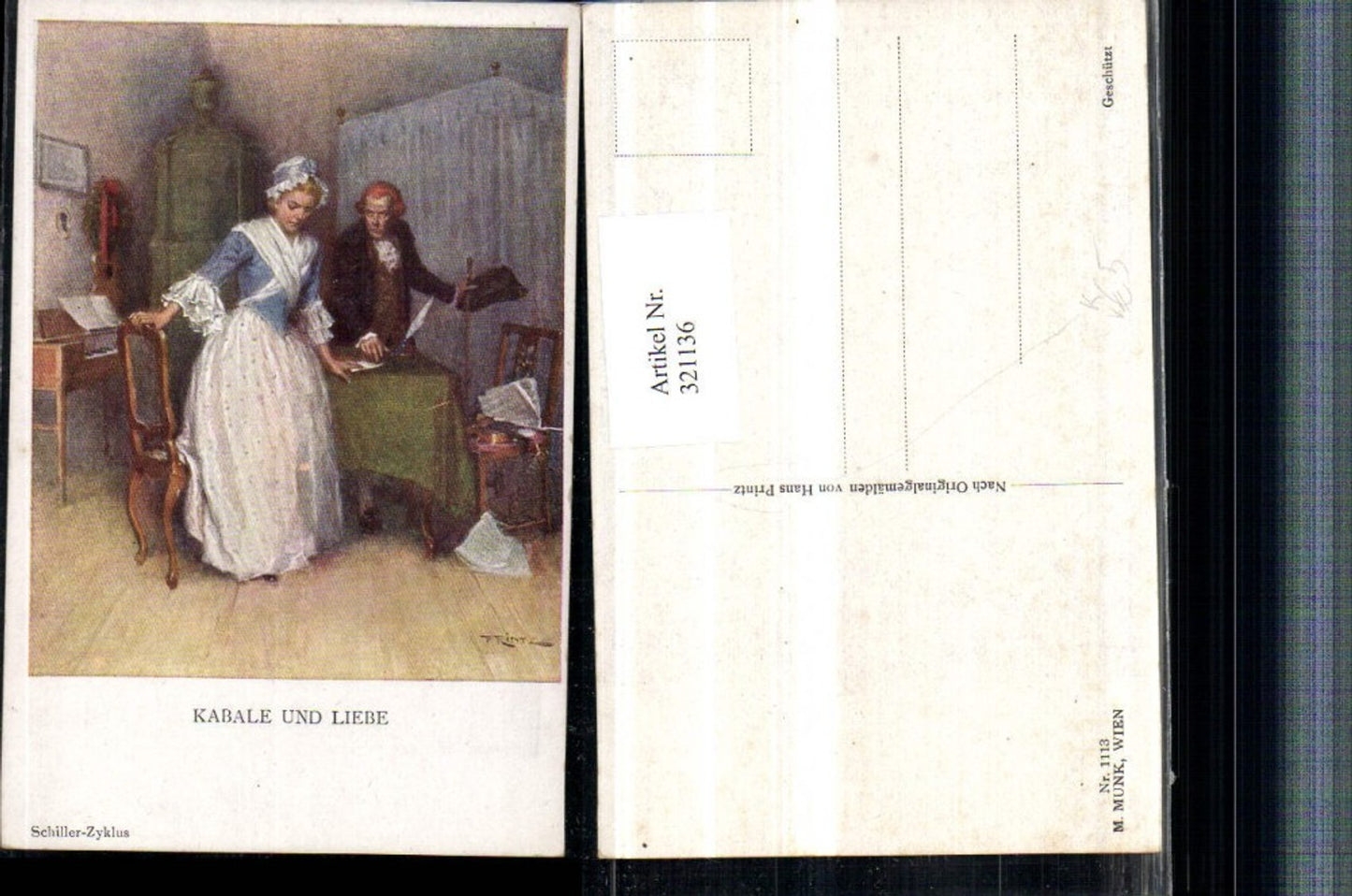 321136,M. Munk Vienne 1113 Künstler Hans Printz Schiller Kabale und Liebe Paar