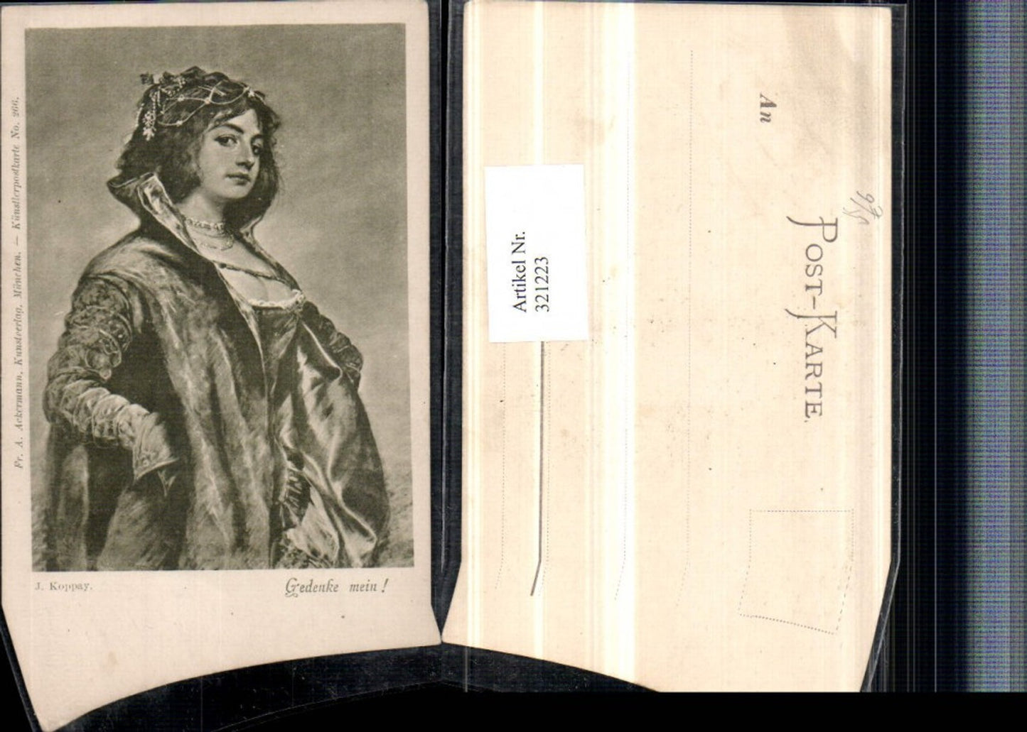 321223,FA Ackermann 266 Artist J. Koppay Remember my wife with coat Portrait