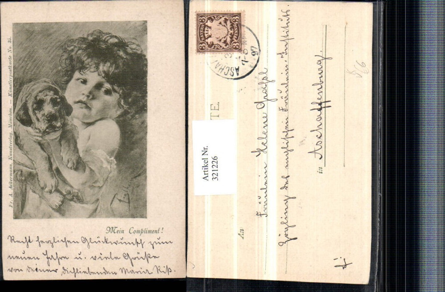 321226,FA Ackermann 35 Artist Piglheim Child with dog in arms