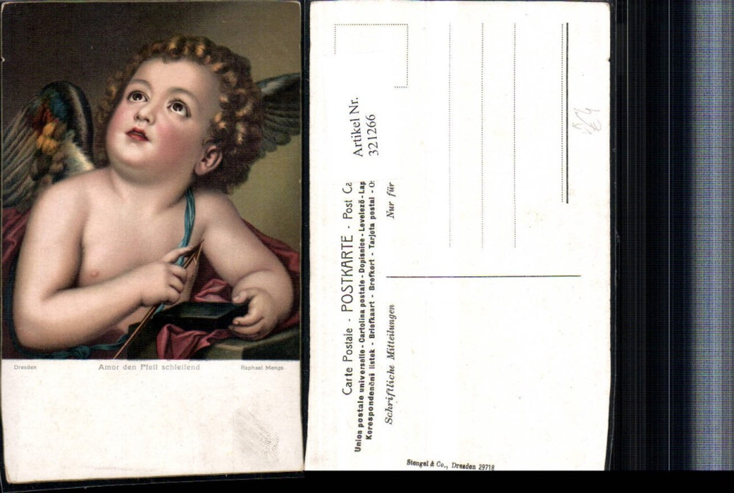 321266,Stengel Co 29718 Künstler Raphael Mengs Amor Engel den Pfeil schleifend