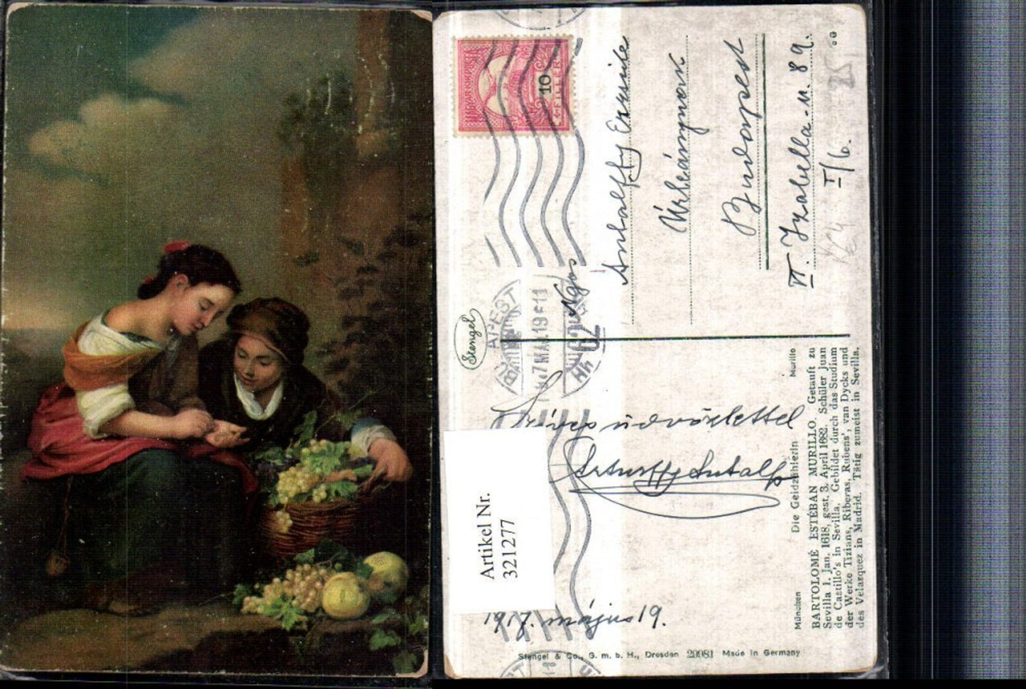 321277,Stengel Co 29981 Künstler Bartolome Esteban Murillo Die Geidzählerin Früchte Trauben