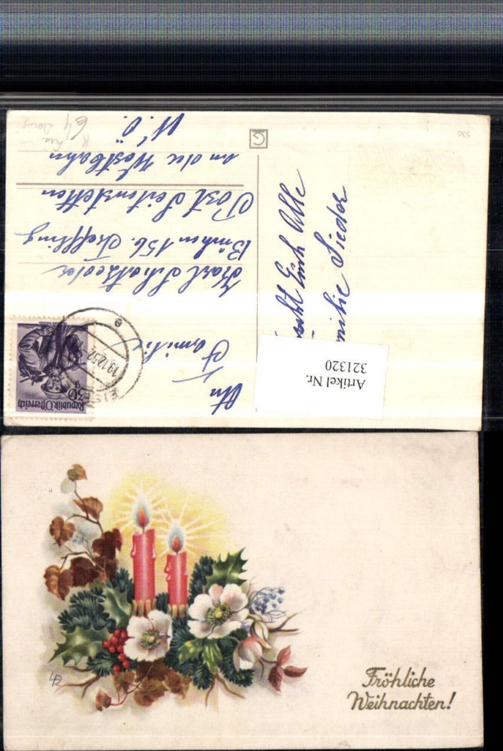 321320,Künstler AK Lia Döring Weihnachten Kerzen Blätter Blüten Stechpalme Beeren