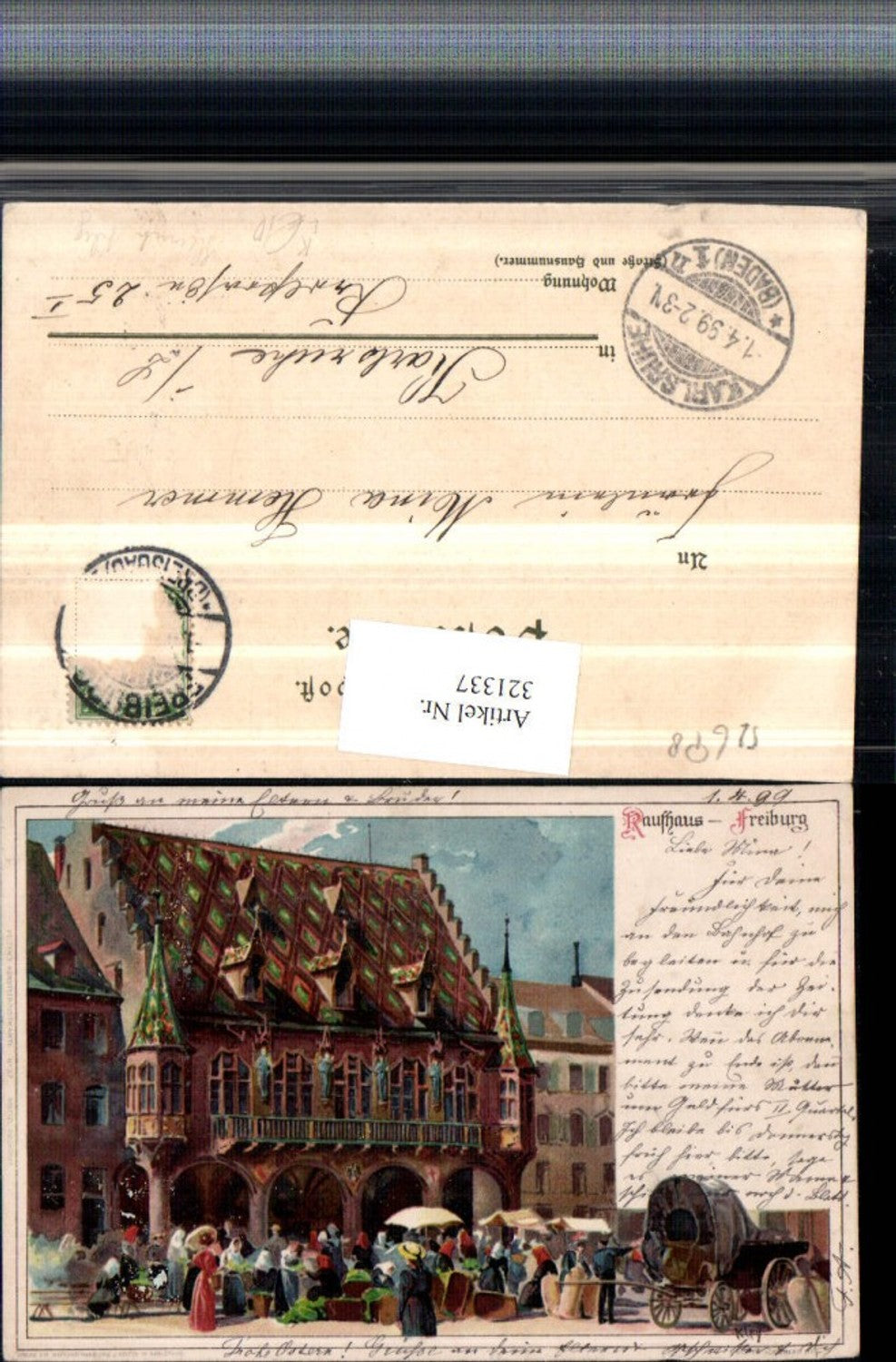 321337,Künstler Litho Heinrich Kley Freiburg Kaufhaus Erker Markt pub Velten 37