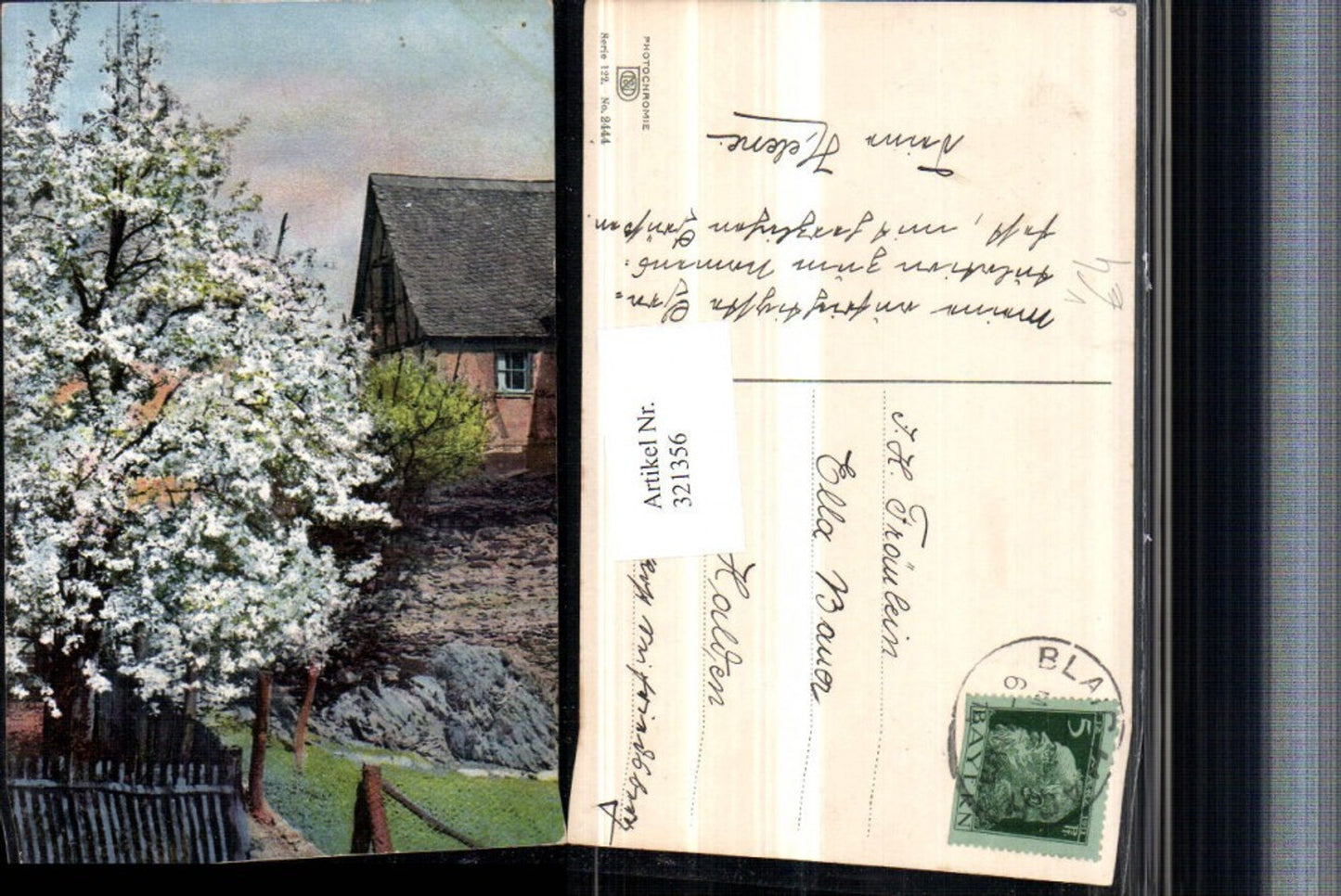 321356,Photochromie Nenke & Ostermaier 122/2444 Haus Gebäude Baumblüte