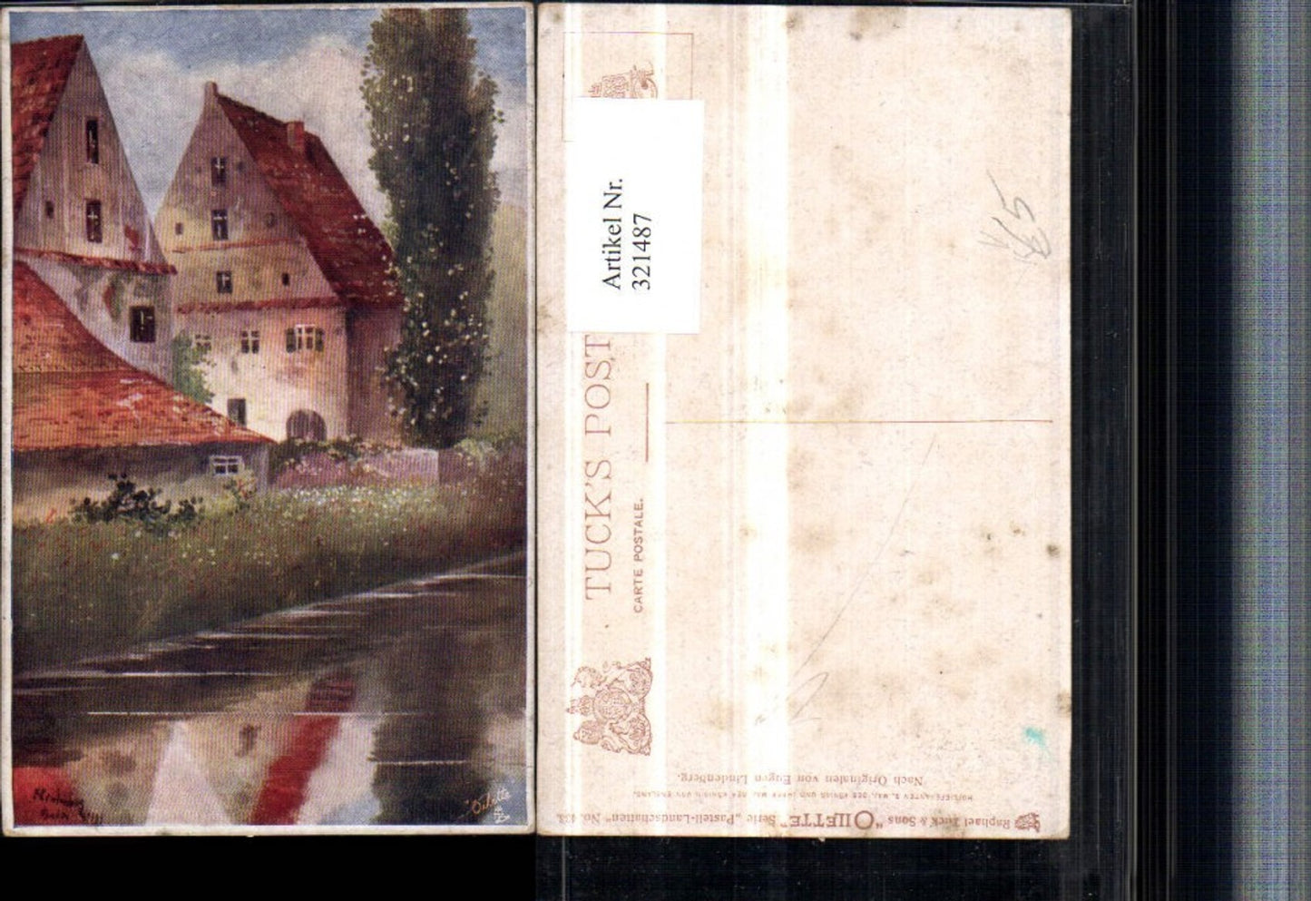 321487, Raphael Tuck & Sons 433 Artist Eugen Lindenberg Houses on the River