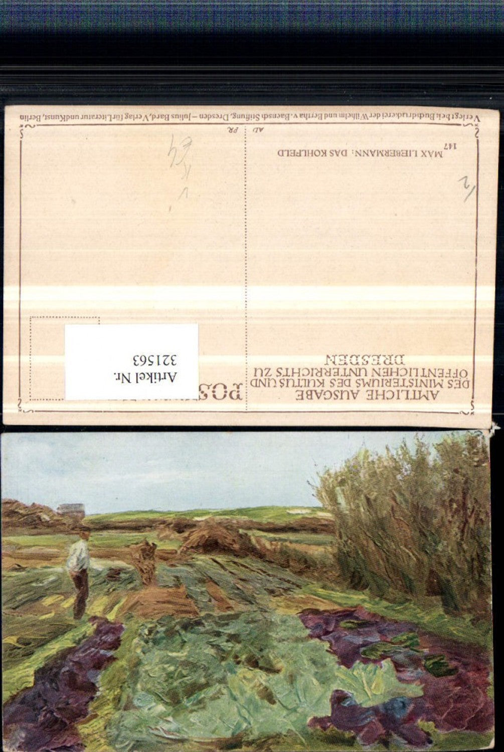 321563,Künstler AK Max Liebermann Das Kohlfeld Feld Landschaft