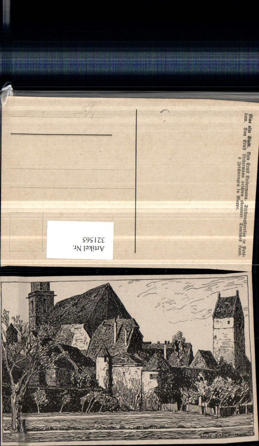 321565,Künstler AK Ernst Liebermann Eine alte Stadt Teilansicht Kirche Turm