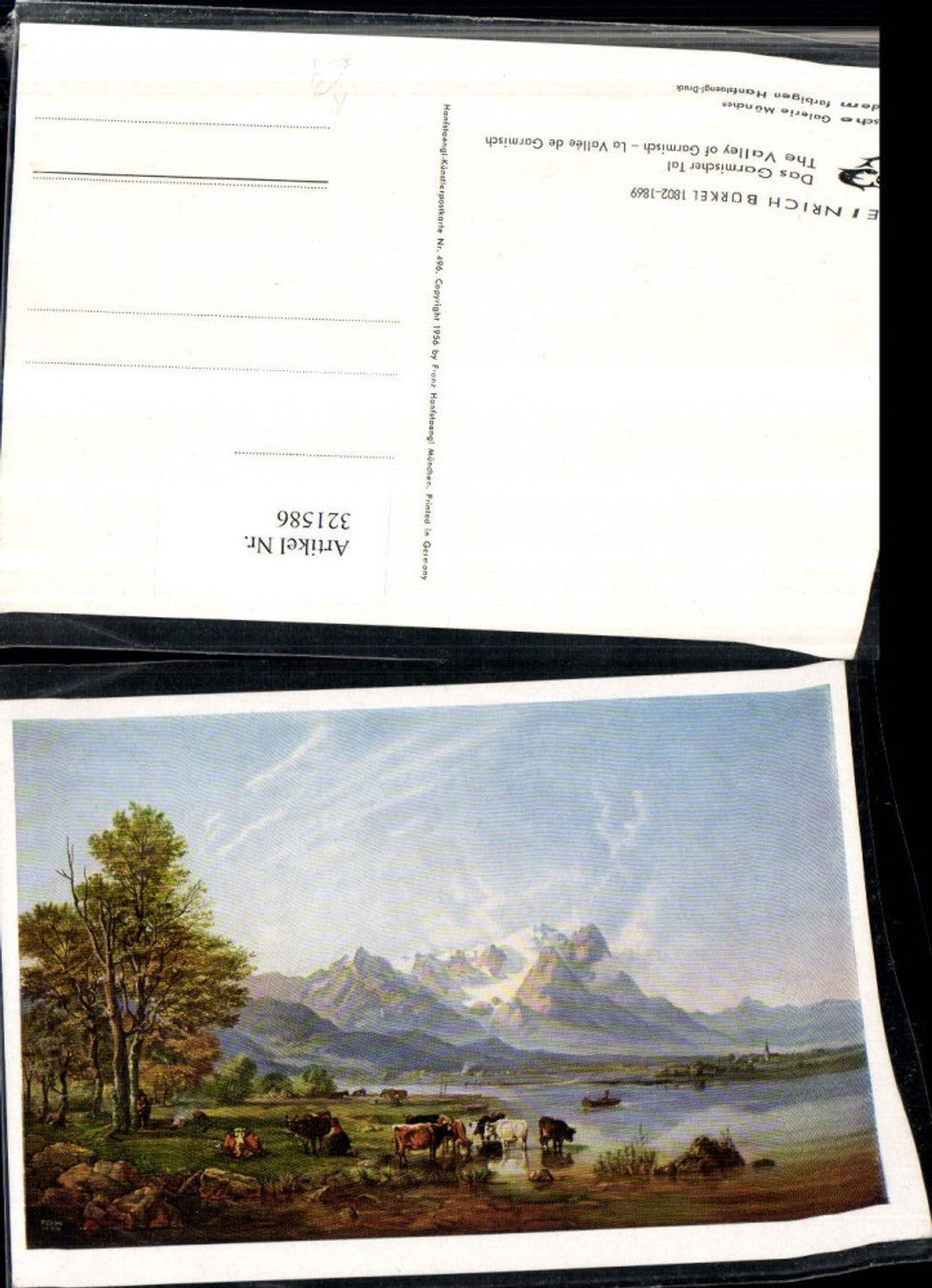 321586,Künstler AK Heinrich Bürkel Das Garmischer Tal Landschaft Bergkulisse Rinder