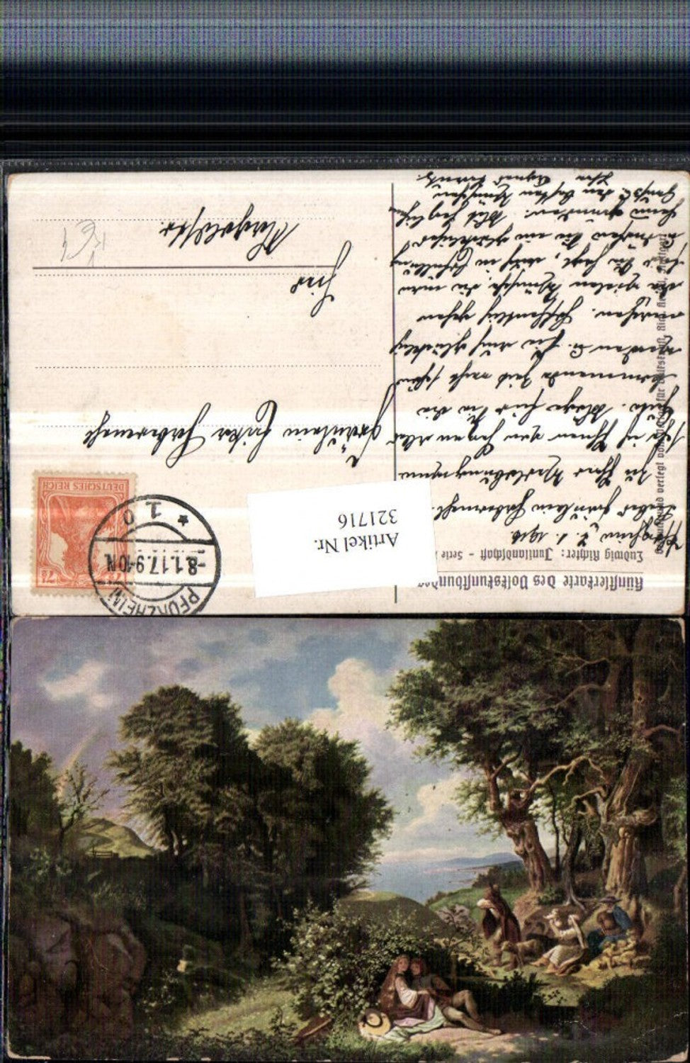 321716,Künstler AK Ludwig Richter Junilandschaft Personen Hund pub Verlag f. Volkskunst 1/102